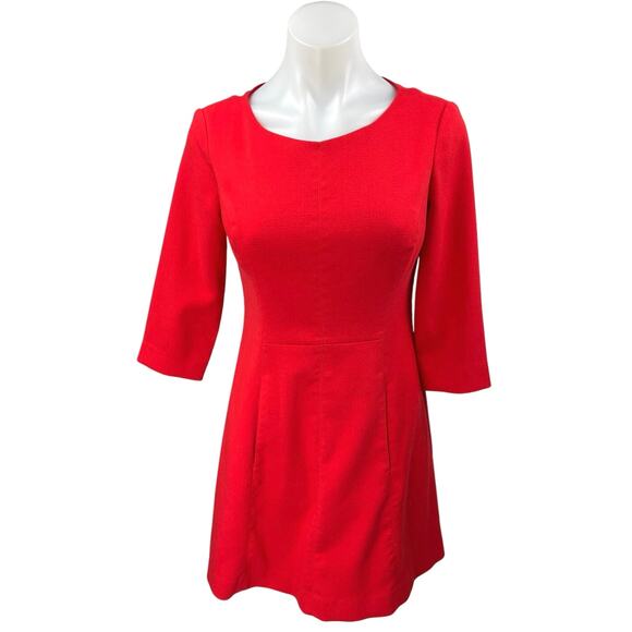 Vince Camuto Red 3/4 Sleeve Crew Neck Zip Mini Fit & Flare A-line Dress Size 6 - Picture 1 of 4